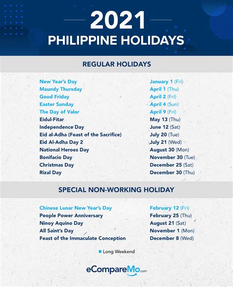 Philippine Holidays 2021 .